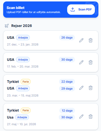 Scan flybilletter automatisk